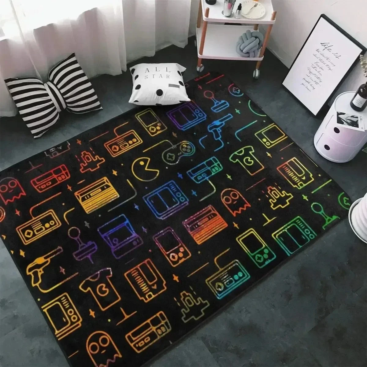 Esports Gaming Hotel - Gaming Rug Esports Black Controller Pixel