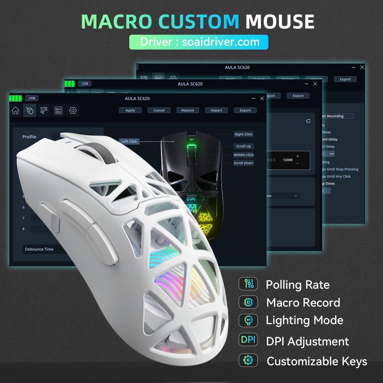 AULA SC620 New Gaming Mouse Wi - Esports Gaming Mouse Weight Adjustable ulasan dan harga