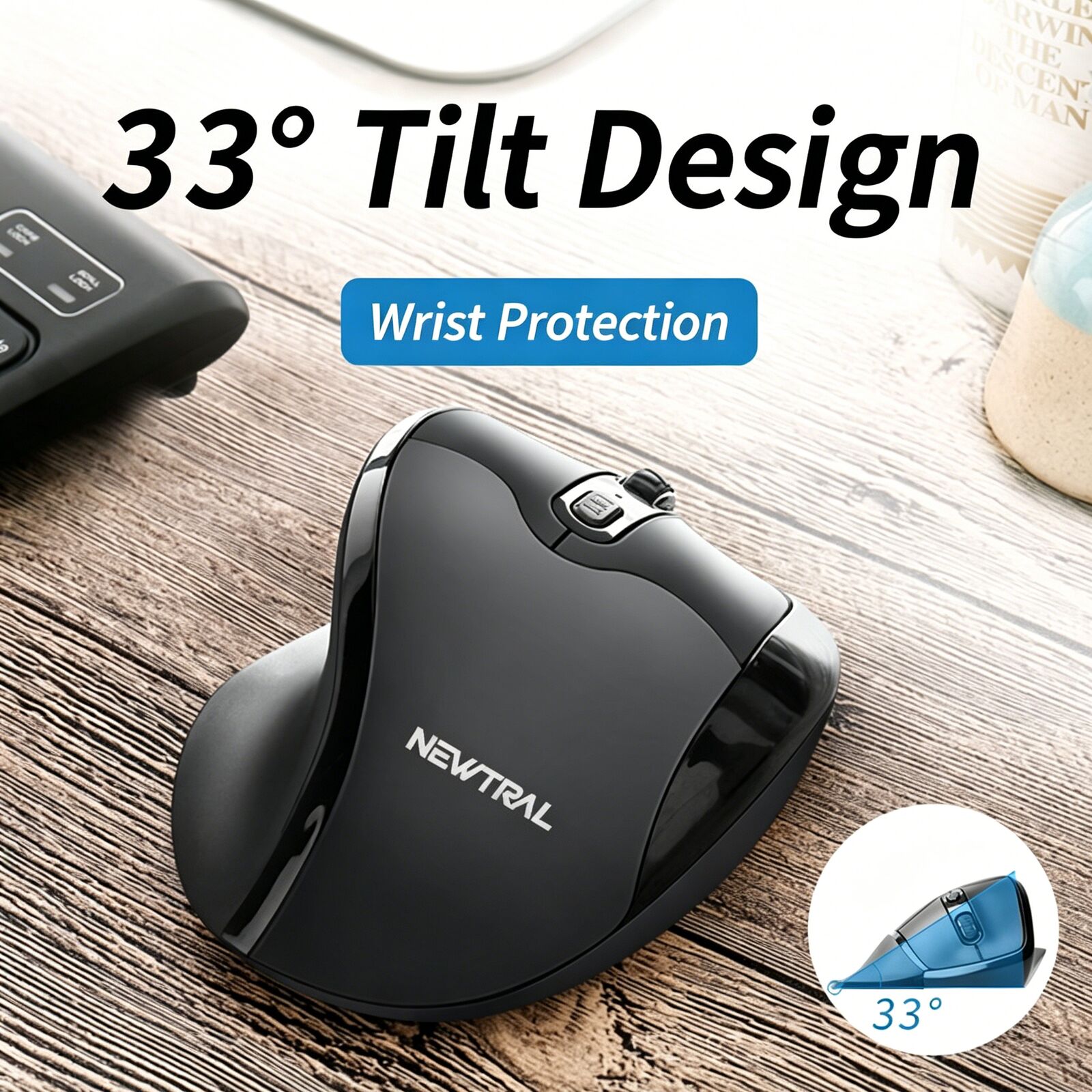 2.4GHz Wireless Vertical Ergon - Esports Gaming Mouse Weight Adjustable ulasan dan harga
