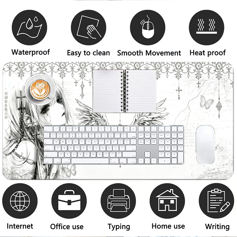 Leather Mousepad Black White A - Esports Gaming Keyboard ulasan dan harga