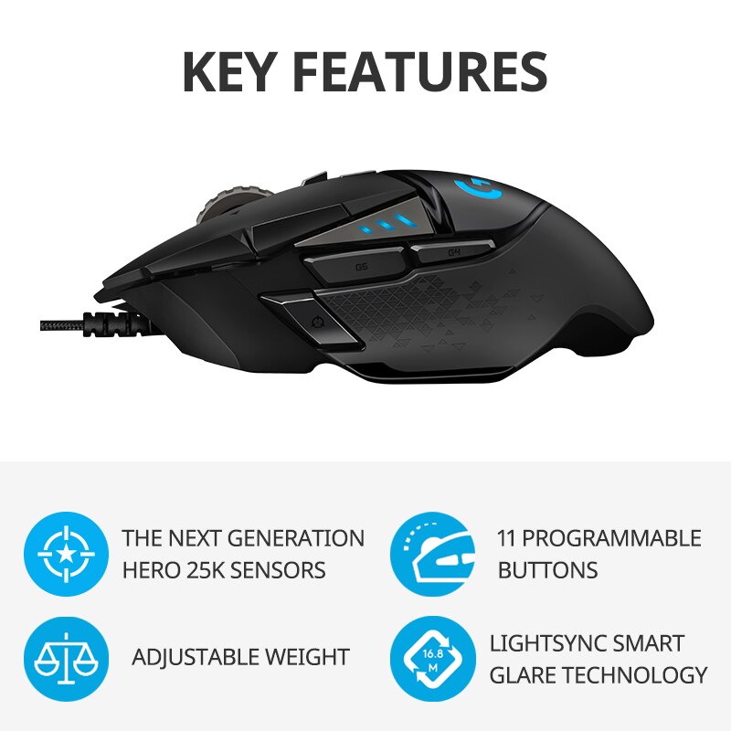 Original Logitech G502 HERO LI - Esports Gaming Mouse Weight Adjustable ulasan dan harga